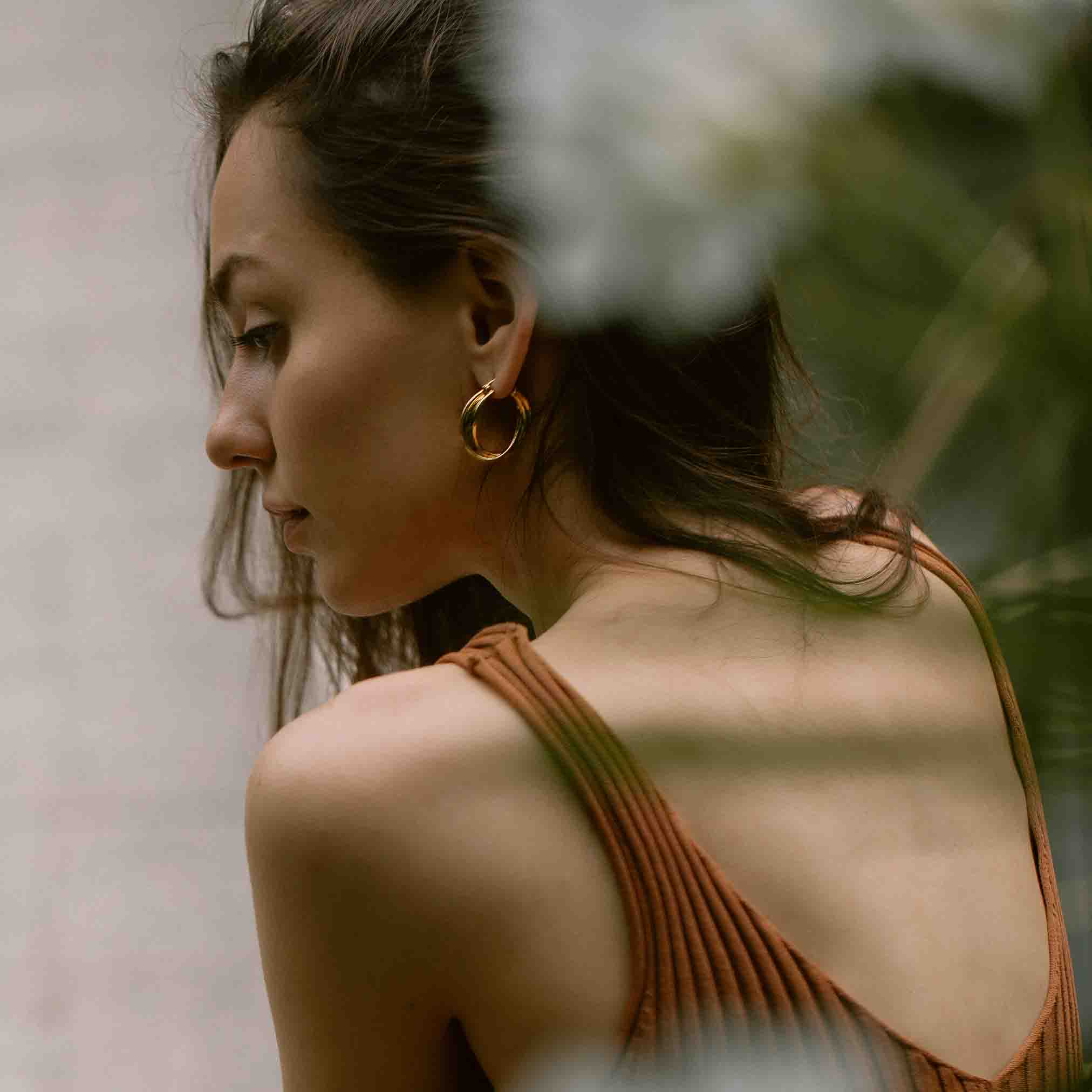 Pair of Ripple Gold-Plated Vermeil Hoop Earrings